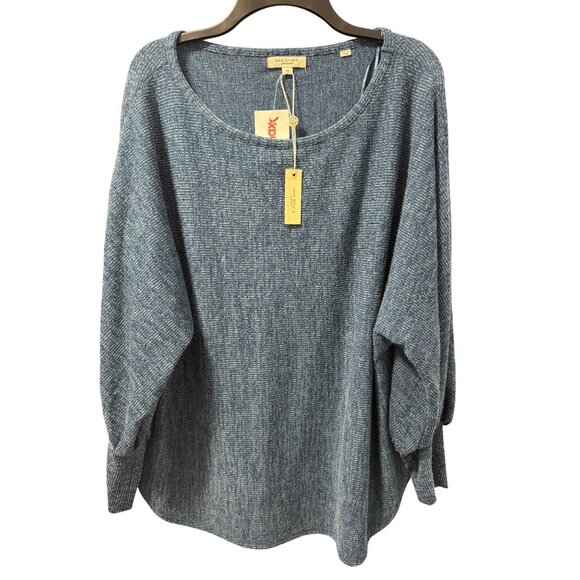Max Studio Blue Textured Oversized Knit Sweater Top Sz 1X Top. NWT - Picture 1 of 12